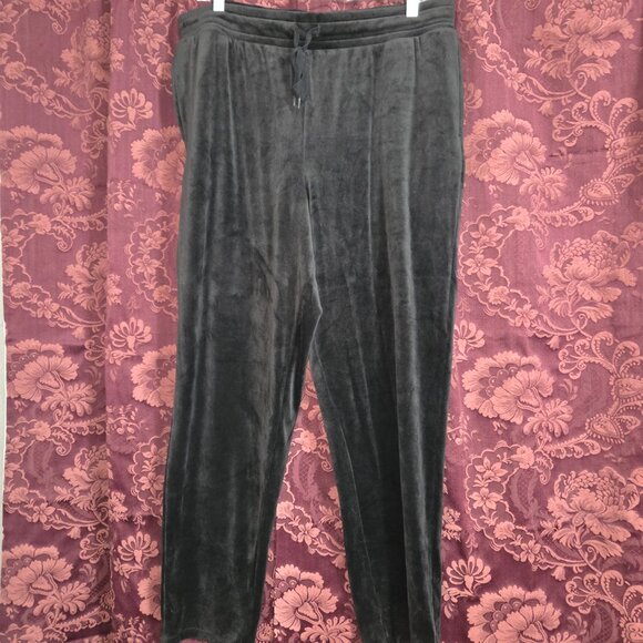 Cuddl Duds Black Velour Pants Size Large 29" inseam - Picture 1 of 5